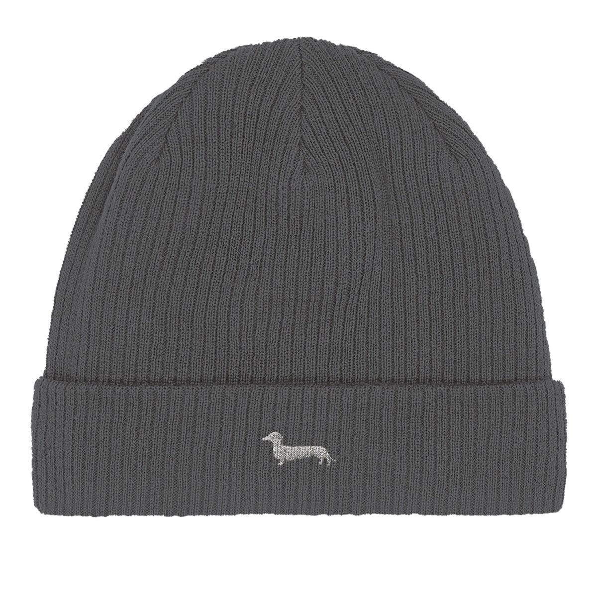 Dackel Baumwoll-Beanie "Pablo" - Motiv hell - Graphite Grey