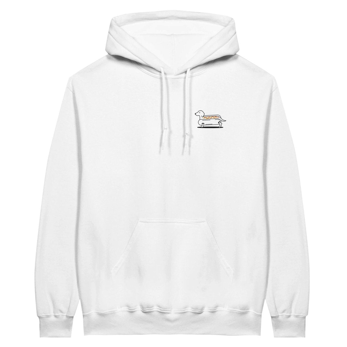 Dackel Hoodie "Hot-Dog" Unisex Pullover - Motiv schwarz - 2XL