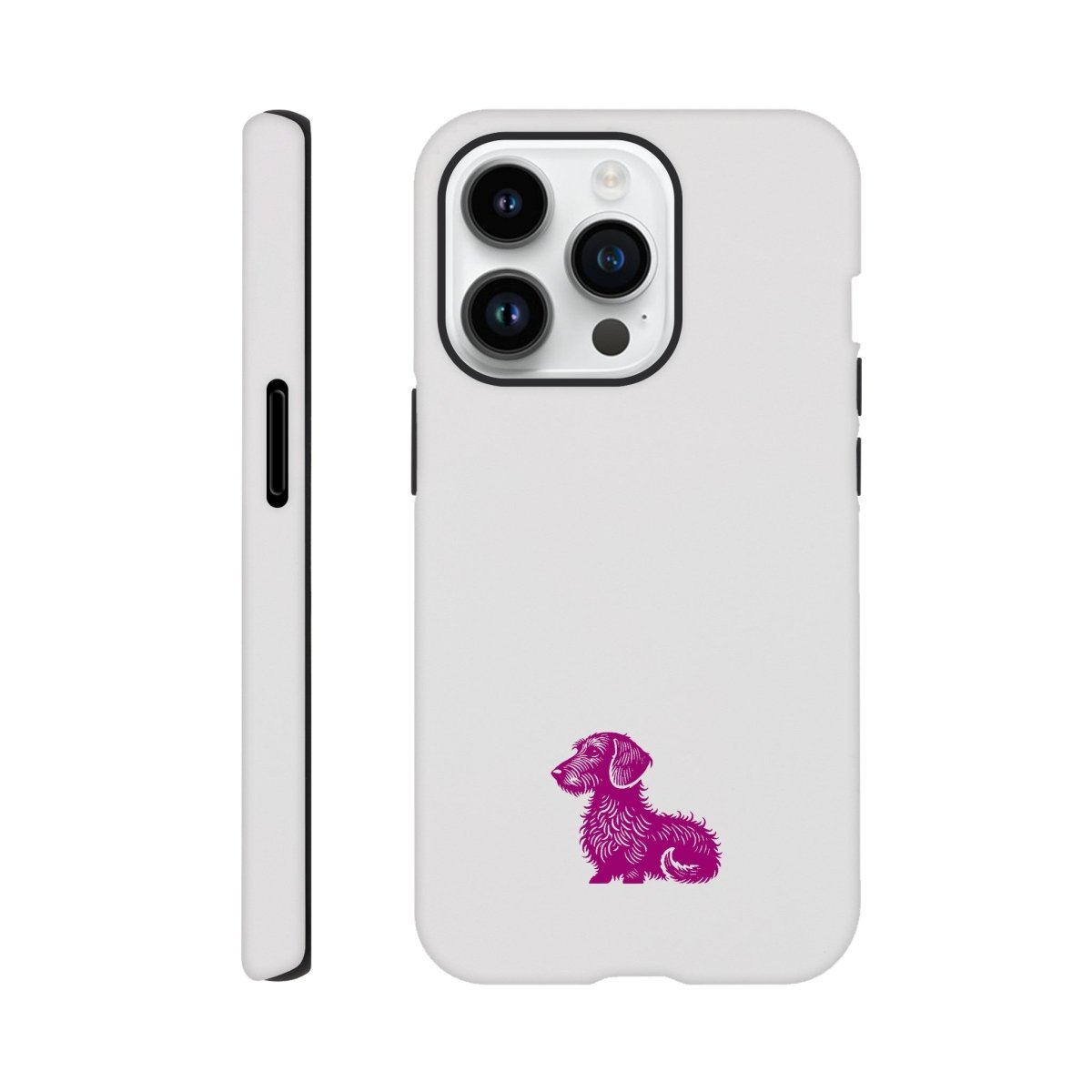 Dackel iPhone Handyhülle "Heidi" - Lila unten - iPhone 14 Pro
