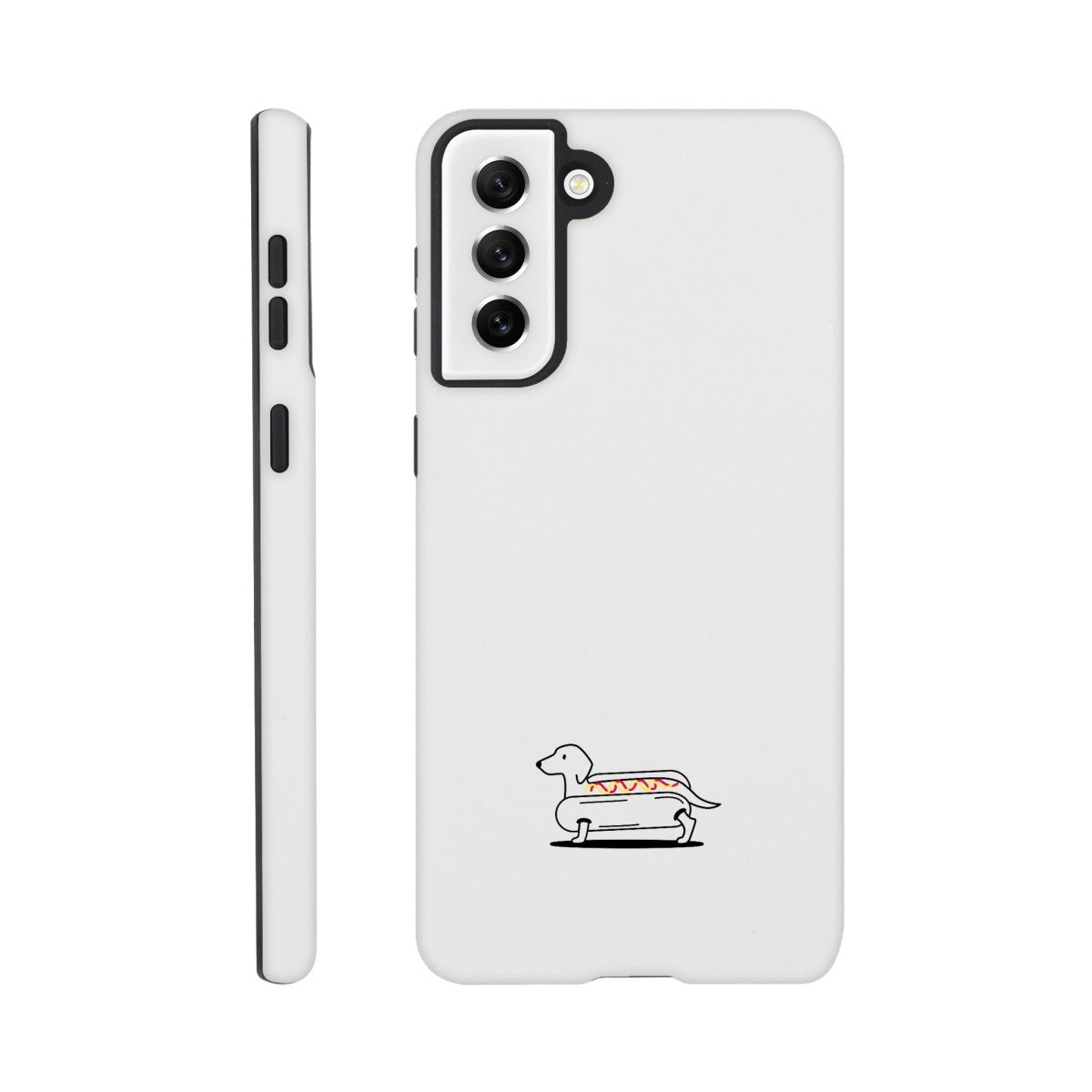 Dackel Samsung Handyhülle "Hot-Dog" - Schwarz unten - Galaxy S21 Plus