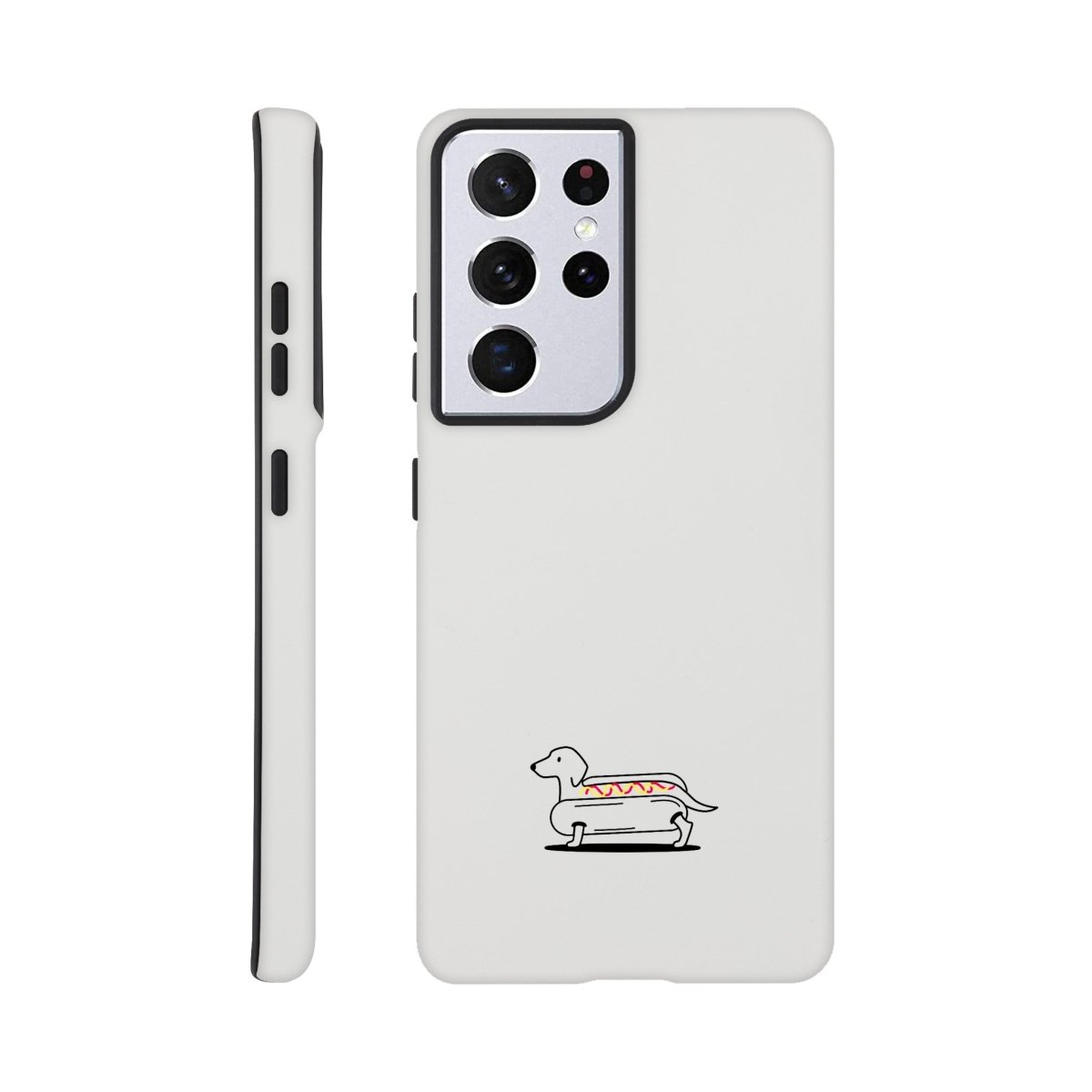 Dackel Samsung Handyhülle "Hot-Dog" - Schwarz unten - Galaxy S21 Ultra