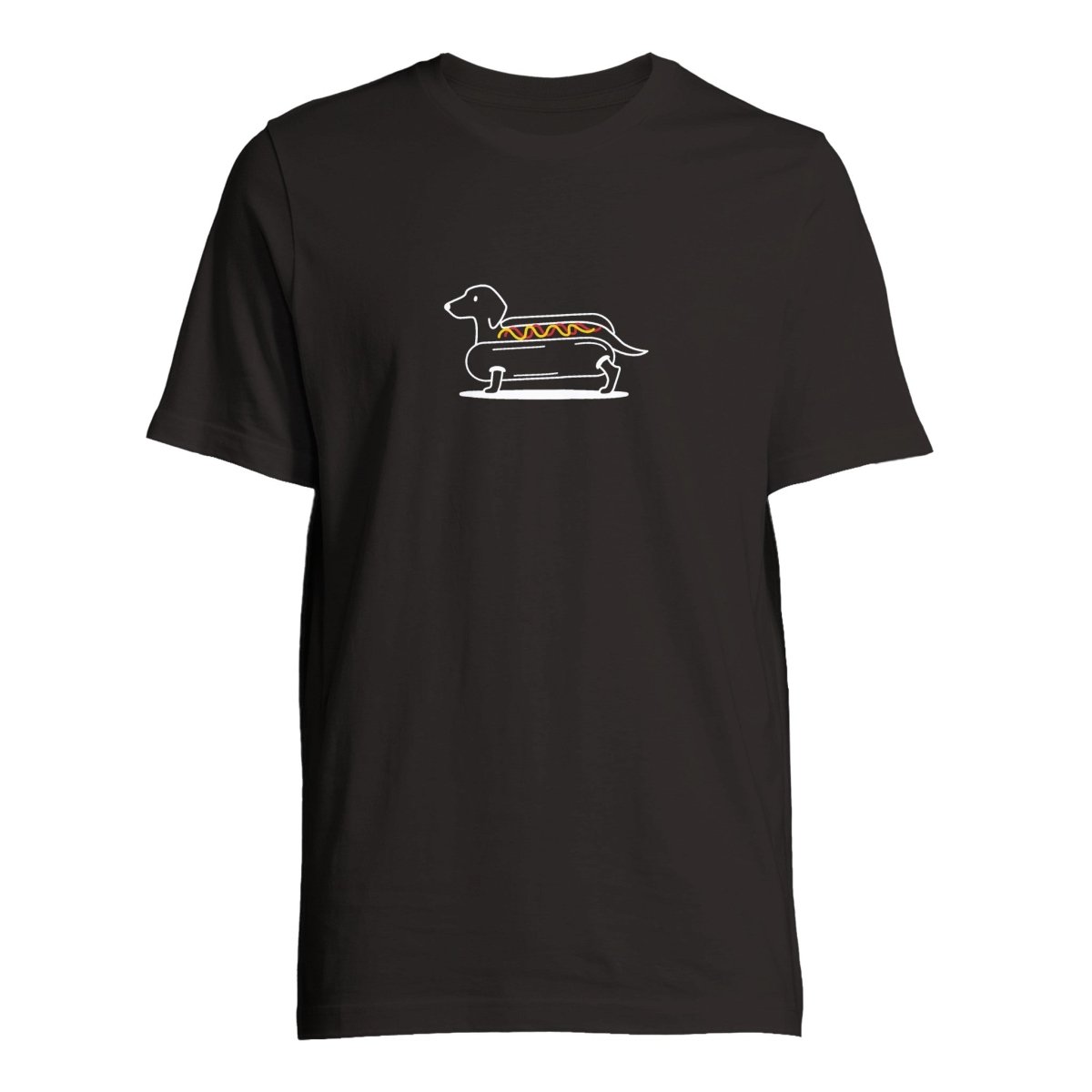 Dackel T-Shirt "Hot-Dog" - Motiv weiß groß -