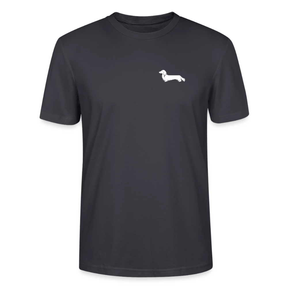 Langhaardackel T-Shirt „Rosi“ - Unisex - Dunkles Graublau