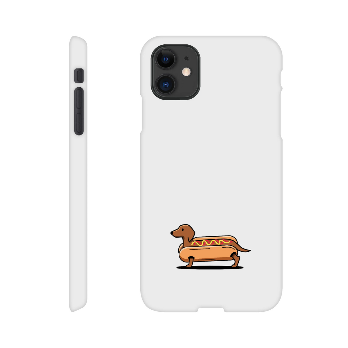 Dackel iPhone Handyhülle „Hot Dog“ - iPhone 11 Weiß