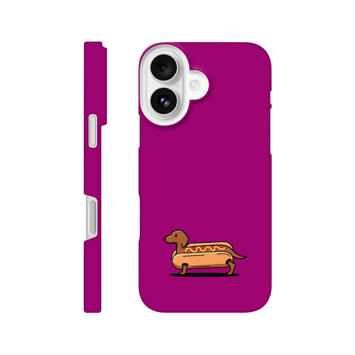 Dackel iPhone Handyhülle „Hot Dog“ - iPhone 16 Lila