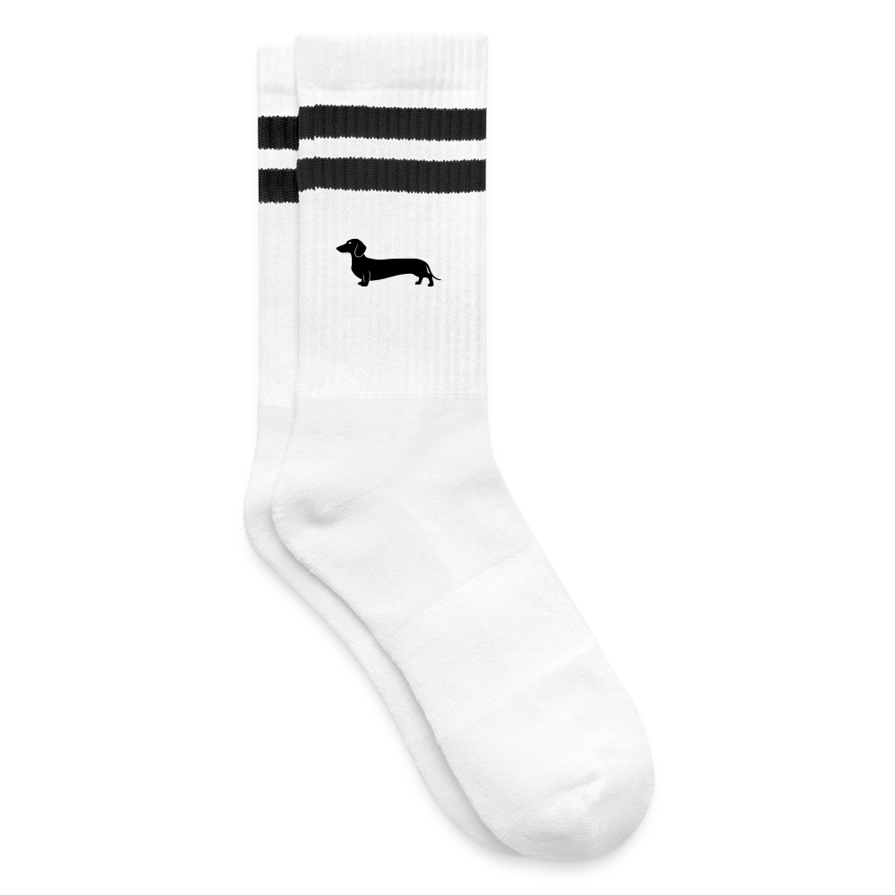 Dackel Socken "Pablo" gestreift - Schwarz - Weiß Schwarz