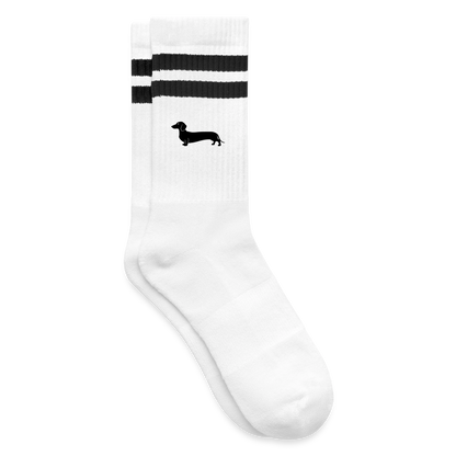 Dackel Socken "Pablo" gestreift - Schwarz - Weiß Schwarz