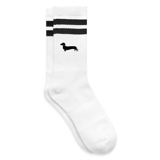 Dackel Socken "Pablo" gestreift - Schwarz - Weiß Schwarz