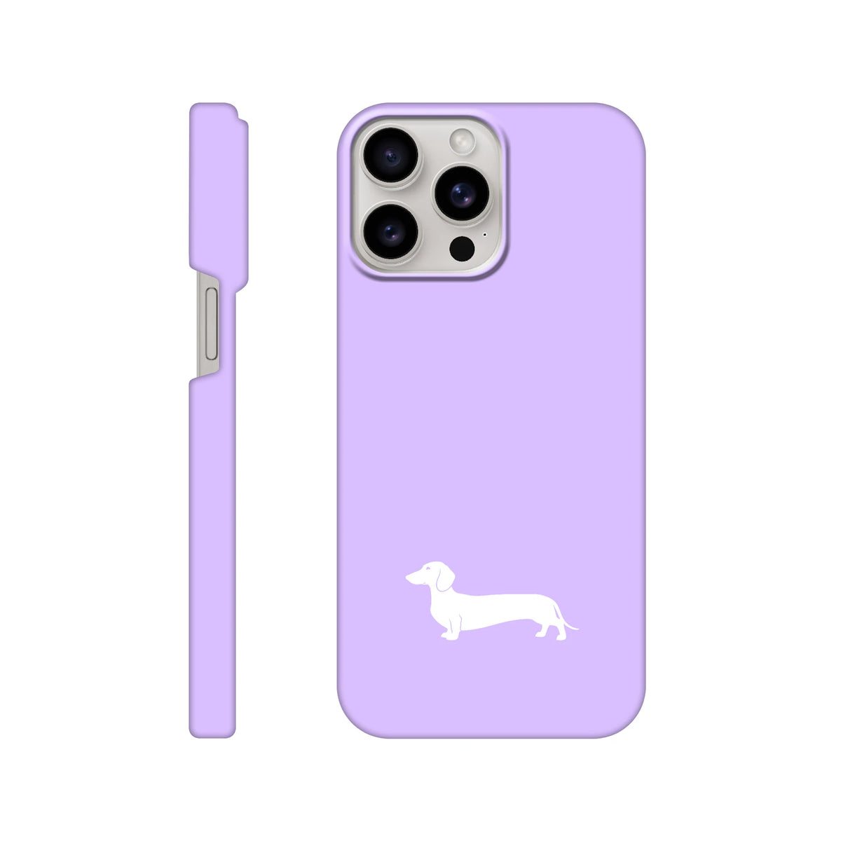 Kurzhaardackel iPhone Handyhülle „Pablo“ - iPhone 15 Pro Max Flieder