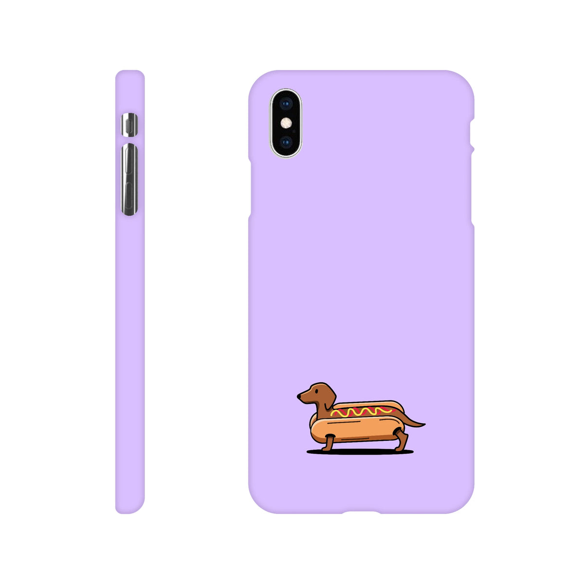 Dackel iPhone Handyhülle „Hot Dog“ - iPhone XS Max Flieder