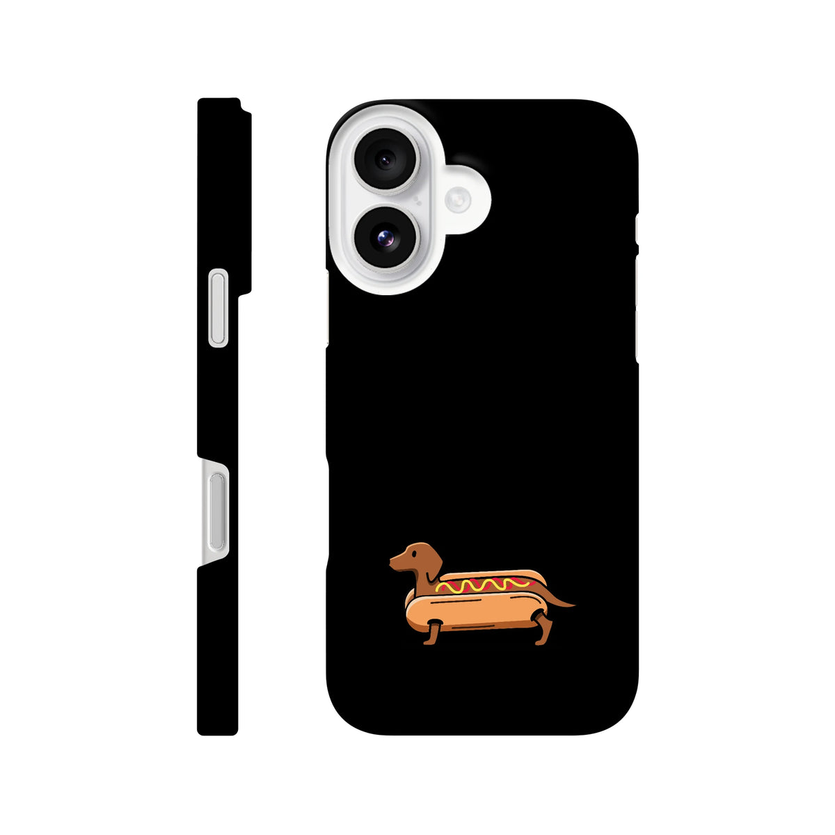 Dackel iPhone Handyhülle „Hot Dog“ - iPhone 16 Schwarz