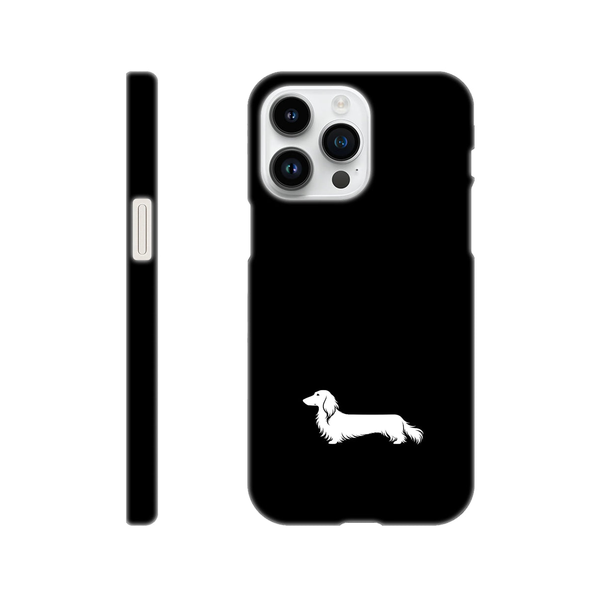 Langhaardackel iPhone Handyhülle „Finn“ - iPhone 14 Pro Max Schwarz