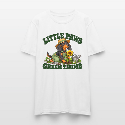 Dackel T-Shirt „Little Paws Green Thumb“ – Unisex - Weiß