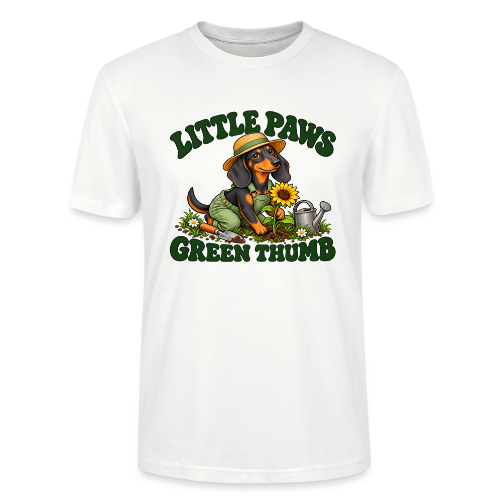 Dackel T-Shirt „Little Paws Green Thumb“ – Unisex - Weiß