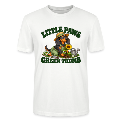 Dackel T-Shirt „Little Paws Green Thumb“ – Unisex - Weiß