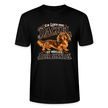 Langhaardackel T-Shirt „Ein Leben ohne Dackel“ - Unisex - Schwarz