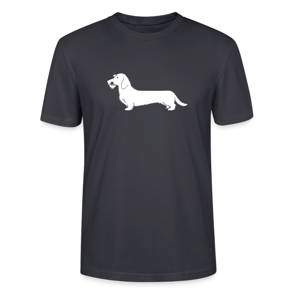 Rauhaardackel T-Shirt „Rosi“ - Unisex, großes Motiv - Dunkles Graublau