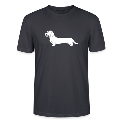 Rauhaardackel T-Shirt „Rosi“ - Unisex, großes Motiv - Dunkles Graublau