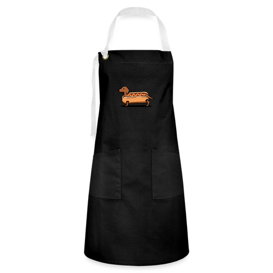 Dackel Schürze "Hot-Dog" - Schwarz - Schwarz/Weiß