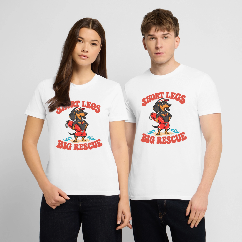 Dackel T-Shirt „Short Legs Big Rescue“ – Unisex - Weiß