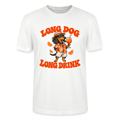 Dackel T-Shirt „Long Dog Long Drink“ – Unisex - Weiß