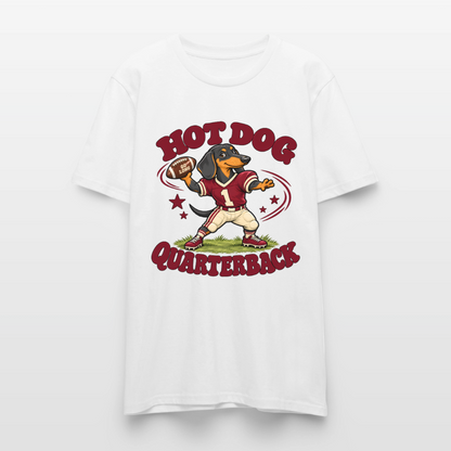 Dackel T-Shirt „Hot Dog Quarterback“ – Unisex - Weiß