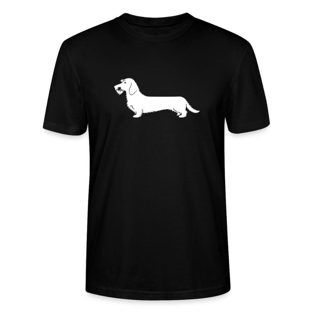 Rauhaardackel T-Shirt „Rosi“ - Unisex, großes Motiv - Schwarz