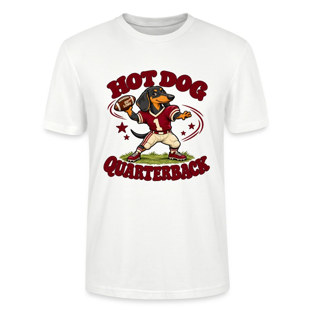 Dackel T-Shirt „Hot Dog Quarterback“ – Unisex - Weiß