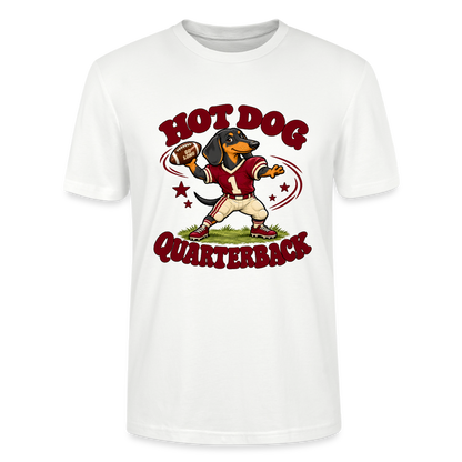 Dackel T-Shirt „Hot Dog Quarterback“ – Unisex - Weiß