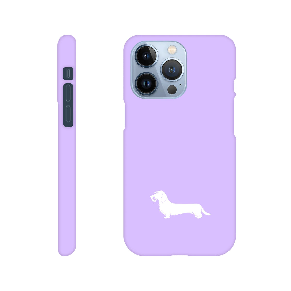 Rauhaardackel iPhone Handyhülle „Rosi“ - iPhone 13 Pro Flieder