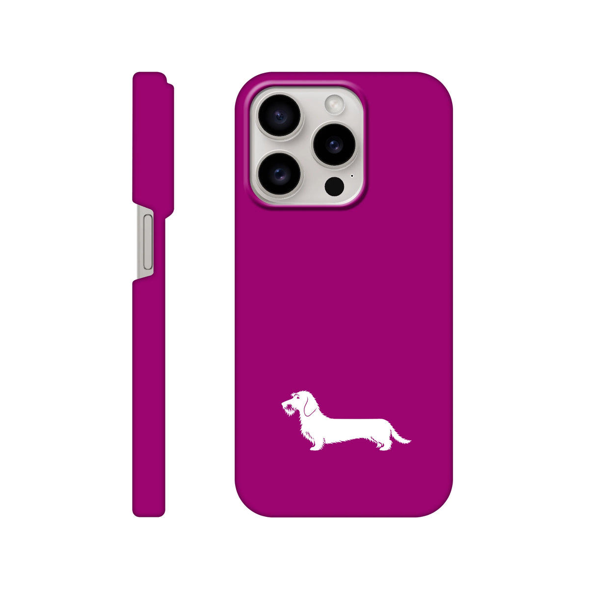 Rauhaardackel iPhone Handyhülle „Rosi“ - iPhone 15 Pro Lila
