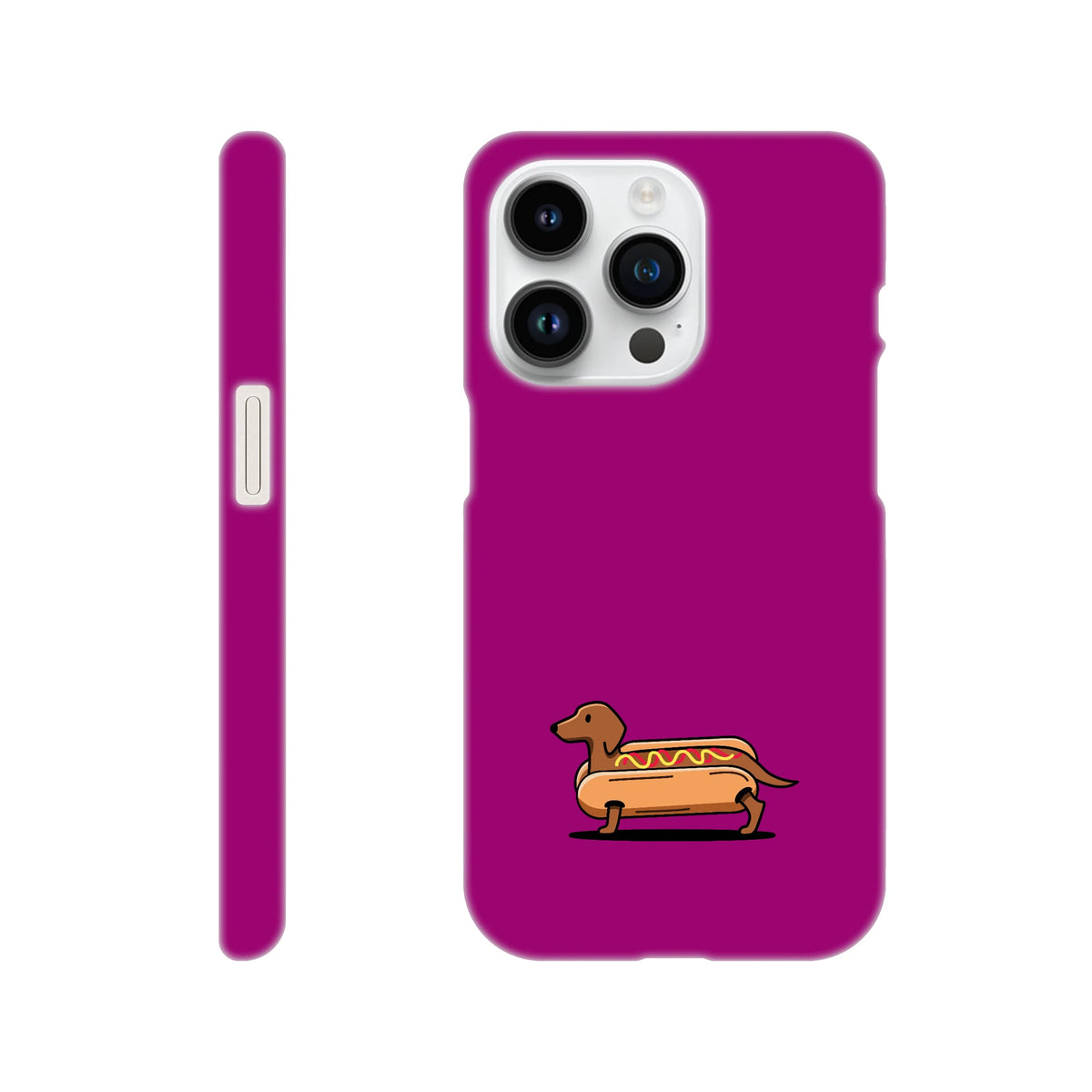 Dackel iPhone Handyhülle „Hot Dog“ - iPhone 14 Pro Lila