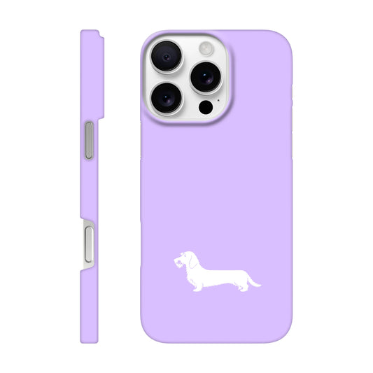 Rauhaardackel iPhone Handyhülle „Rosi“ - iPhone 16 Pro Max Flieder