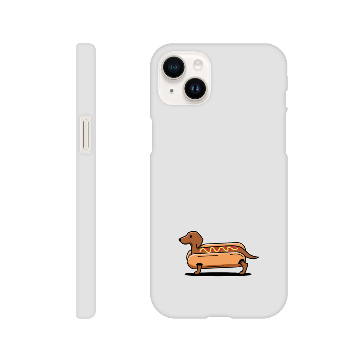 Dackel iPhone Handyhülle „Hot Dog“ - iPhone 14 Plus Weiß