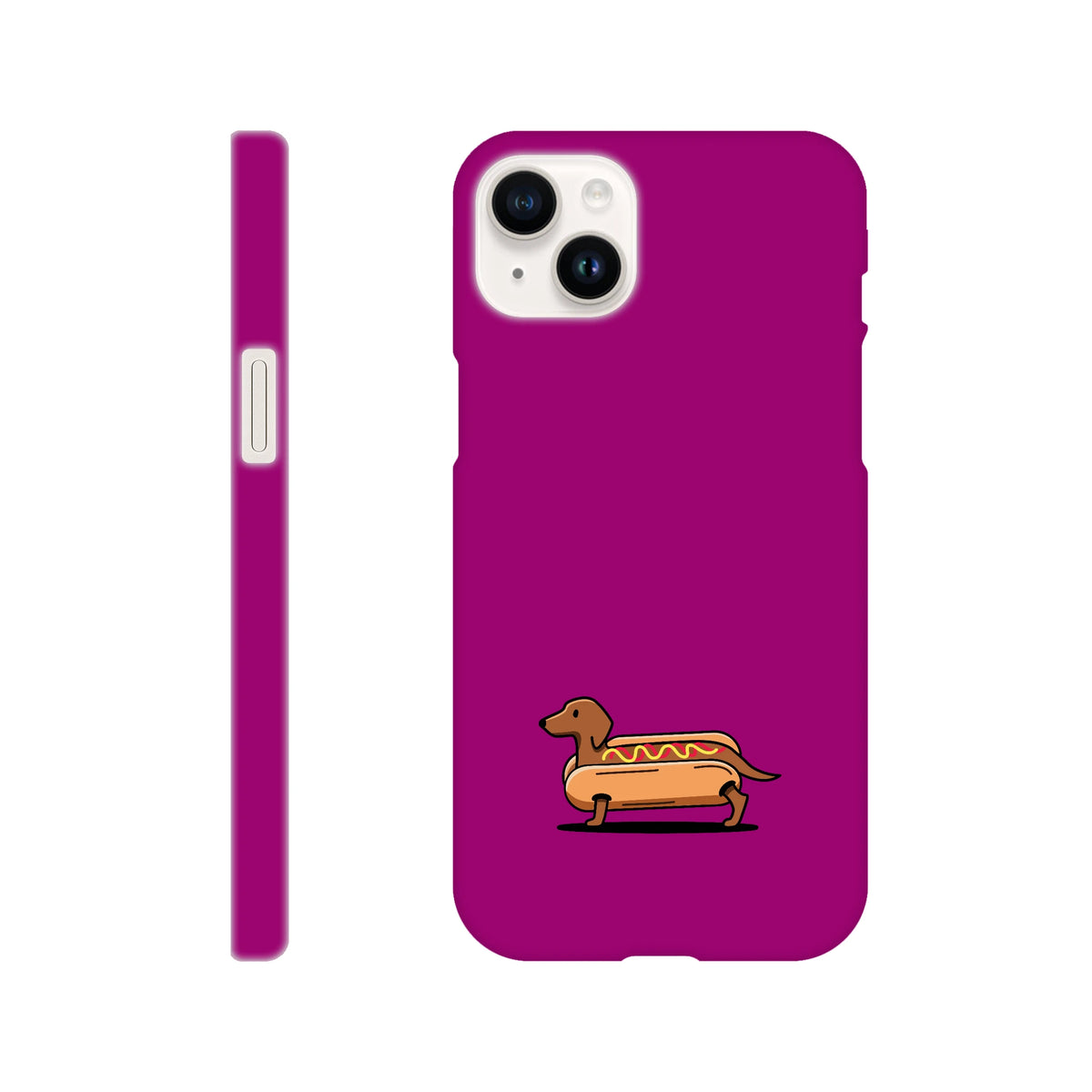 Dackel iPhone Handyhülle „Hot Dog“ - iPhone 14 Plus Lila