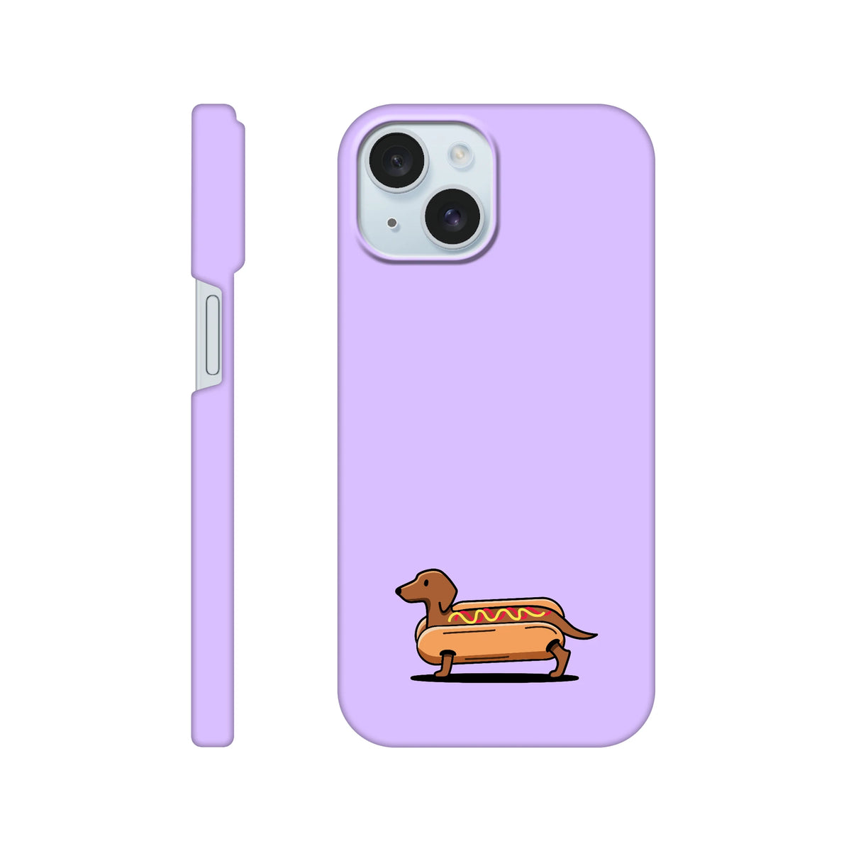 Dackel iPhone Handyhülle „Hot Dog“ - iPhone 15 Flieder