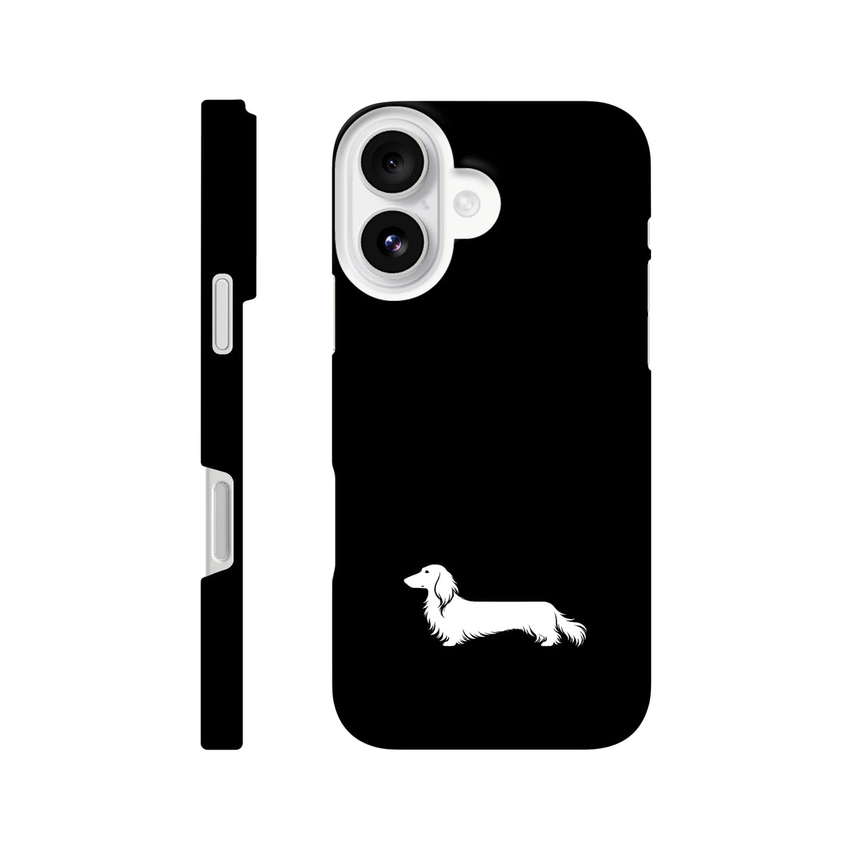 Langhaardackel iPhone Handyhülle „Finn“ - iPhone 16 Schwarz