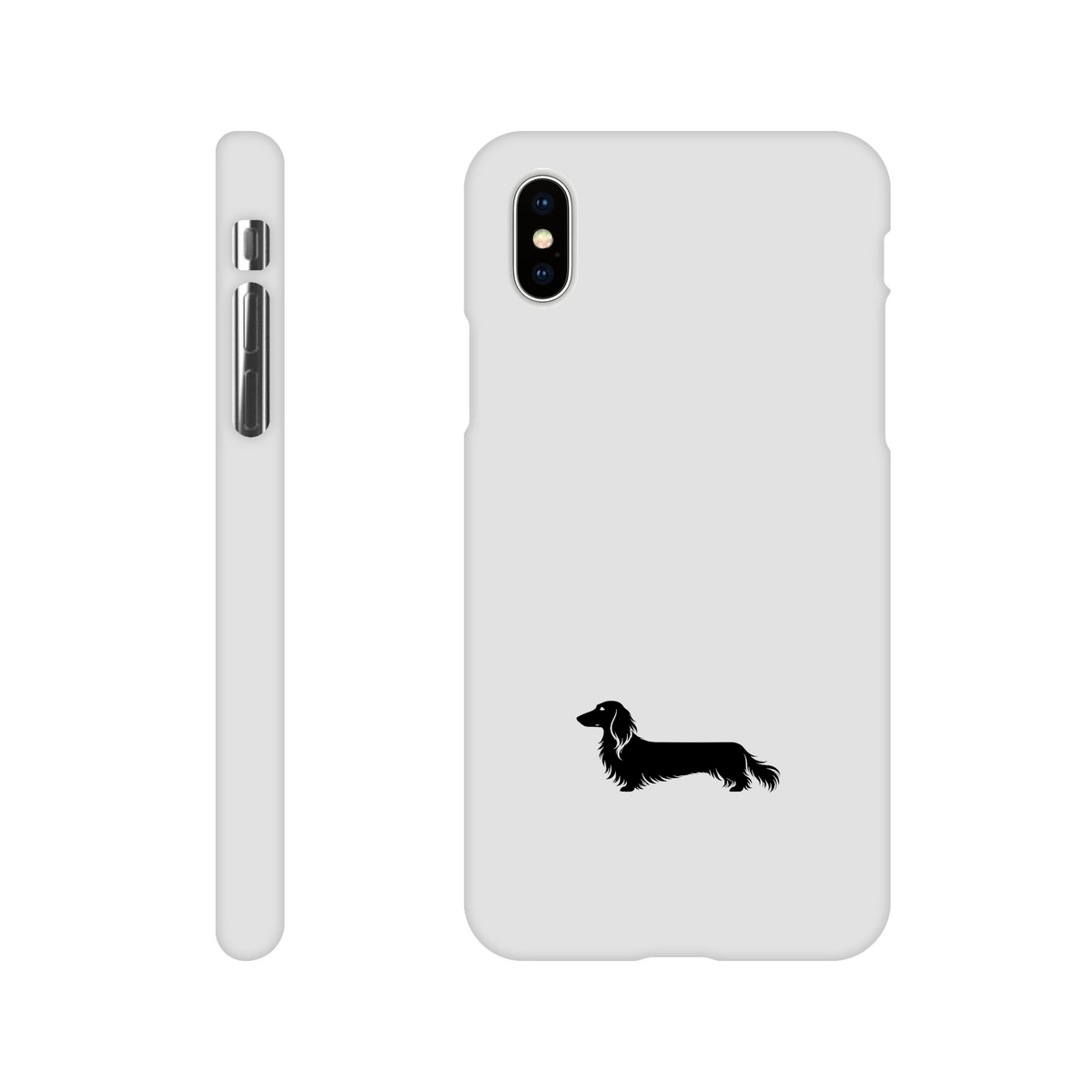Langhaardackel iPhone Handyhülle „Finn“ - iPhone XS Weiß