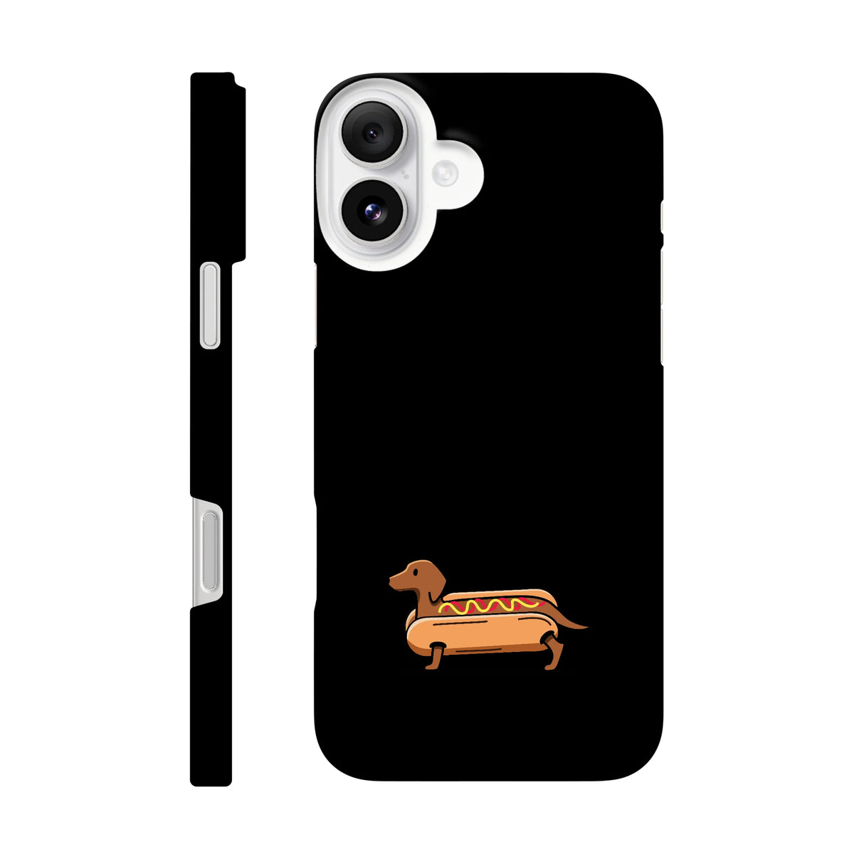 Dackel iPhone Handyhülle „Hot Dog“ - iPhone 16 Plus Schwarz