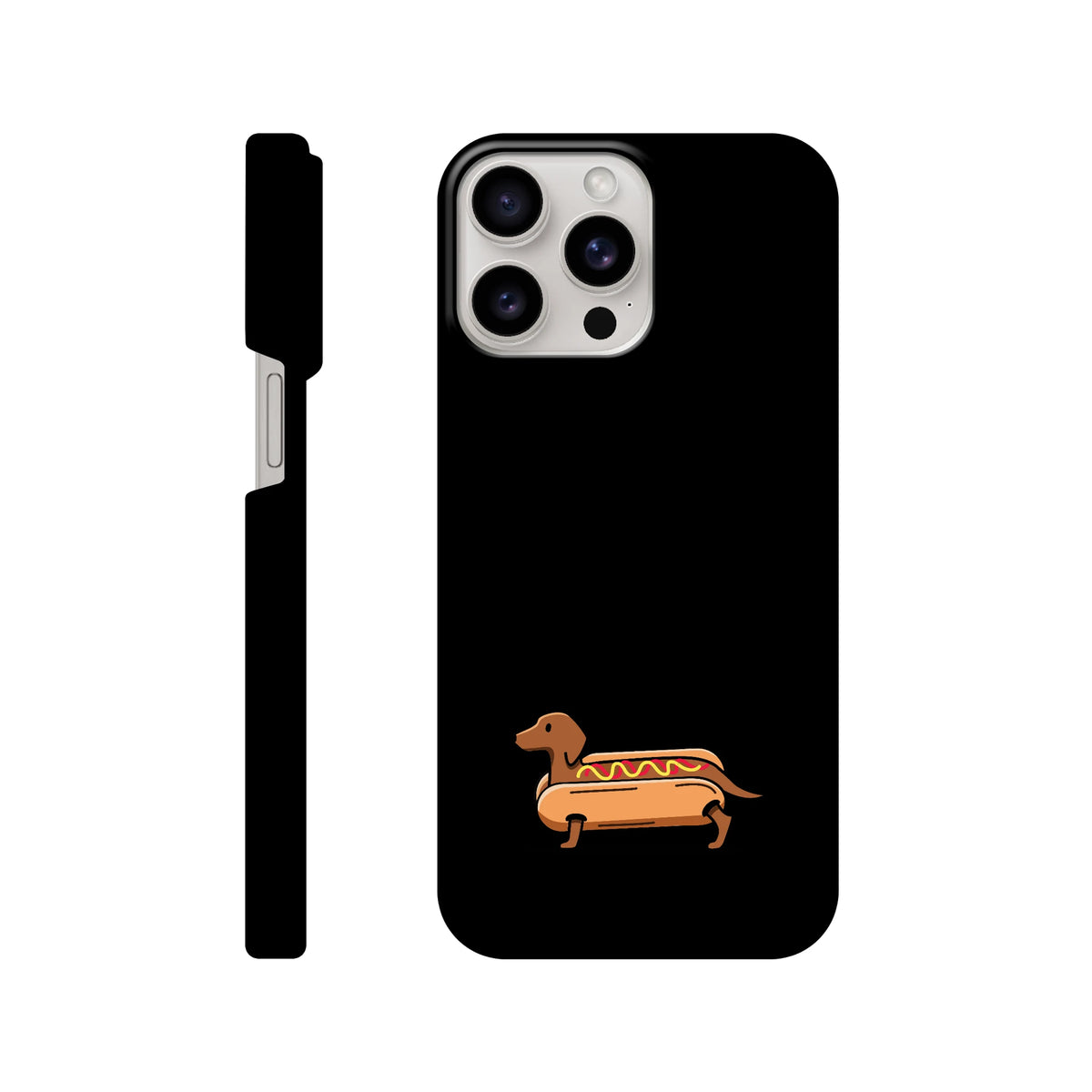 Dackel iPhone Handyhülle „Hot Dog“ - iPhone 15 Pro Max Schwarz