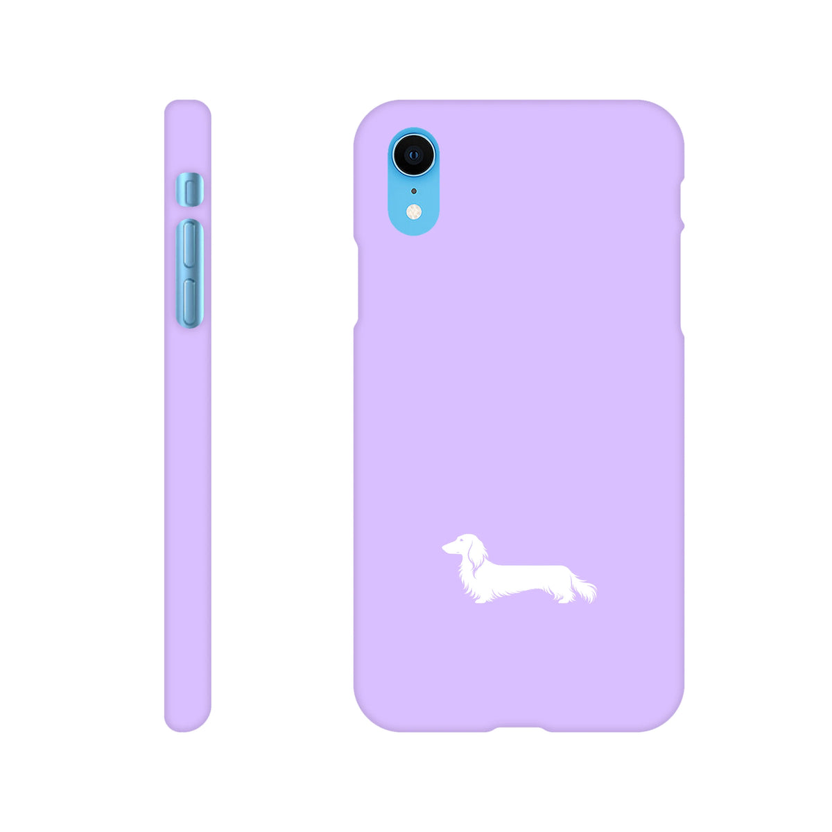 Langhaardackel iPhone Handyhülle „Finn“ - iPhone XR Flieder