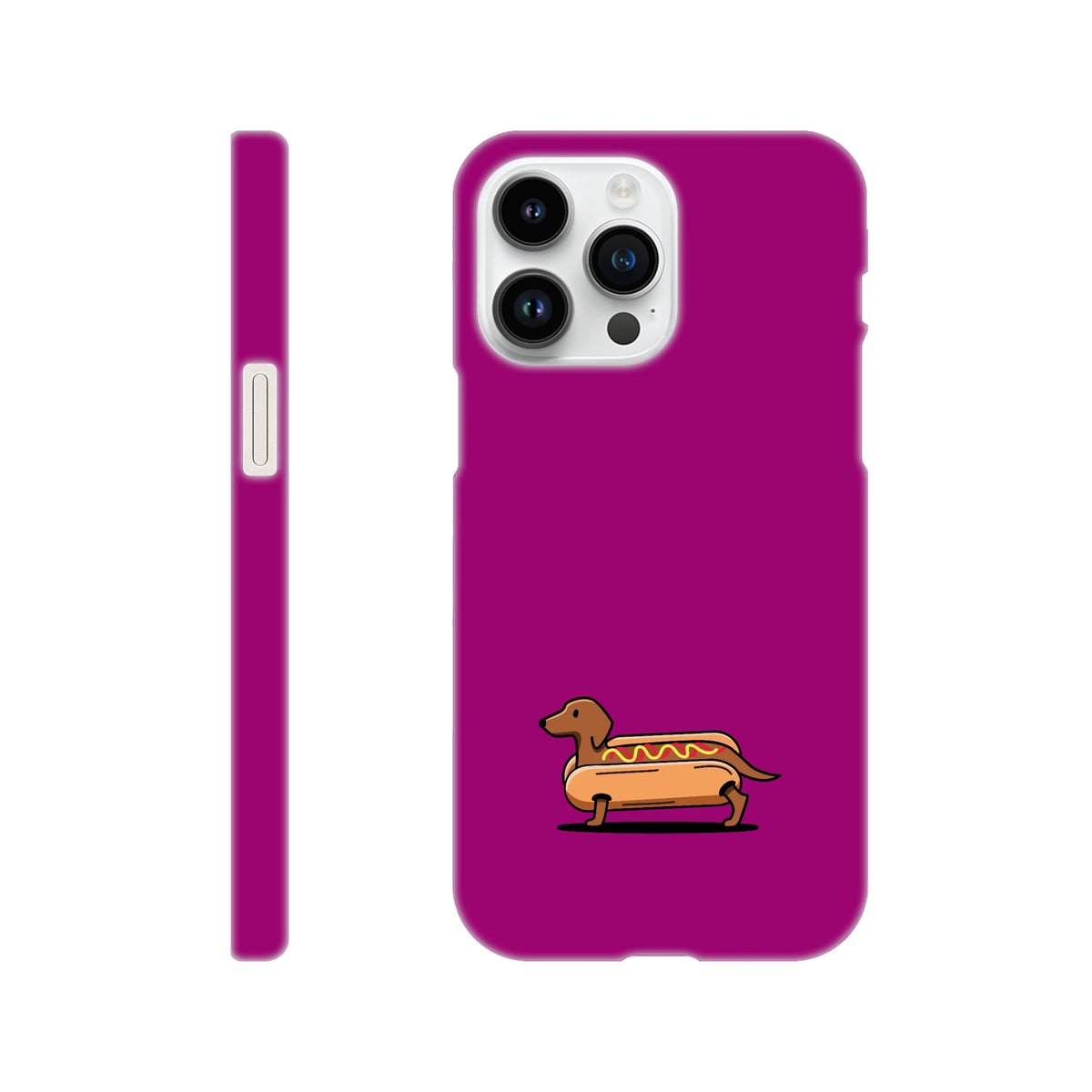 Dackel iPhone Handyhülle „Hot Dog“ - iPhone 14 Pro Max Lila