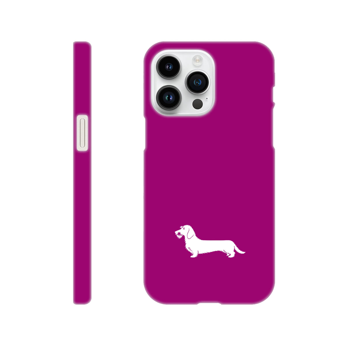 Rauhaardackel iPhone Handyhülle „Rosi“ - iPhone 14 Pro Max Lila