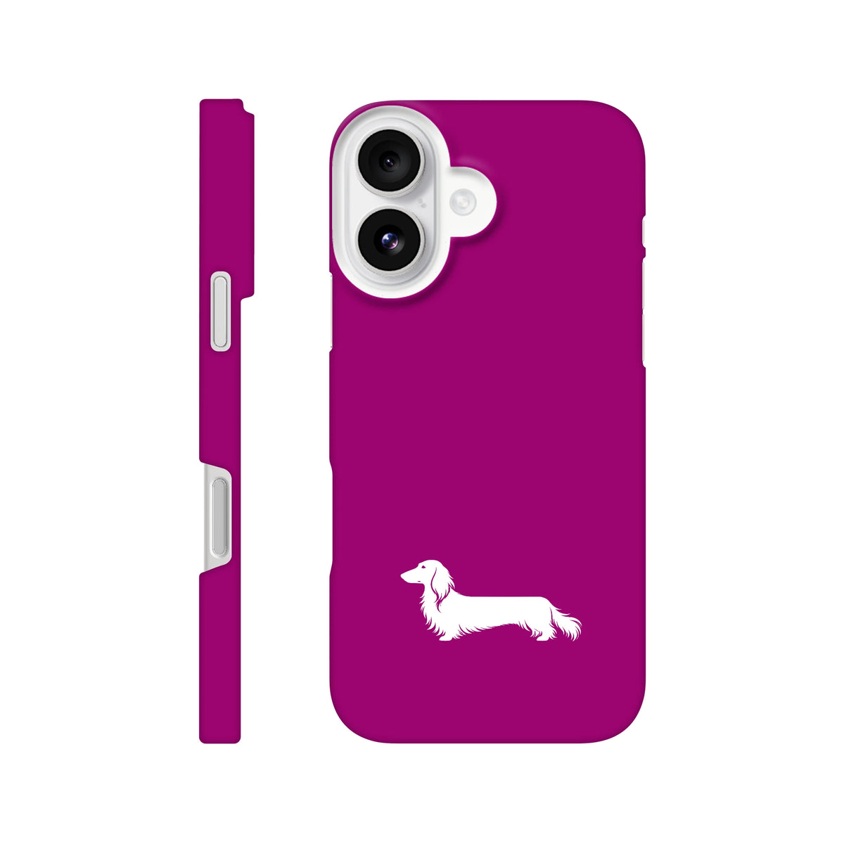 Langhaardackel iPhone Handyhülle „Finn“ - iPhone 16 Lila