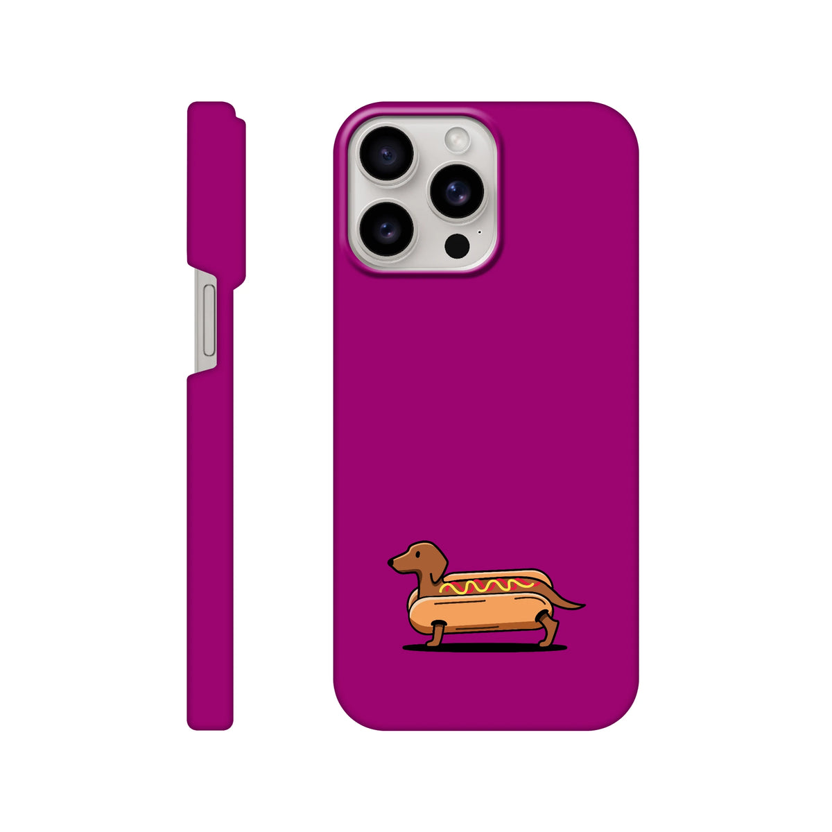 Dackel iPhone Handyhülle „Hot Dog“ - iPhone 15 Pro Max Lila