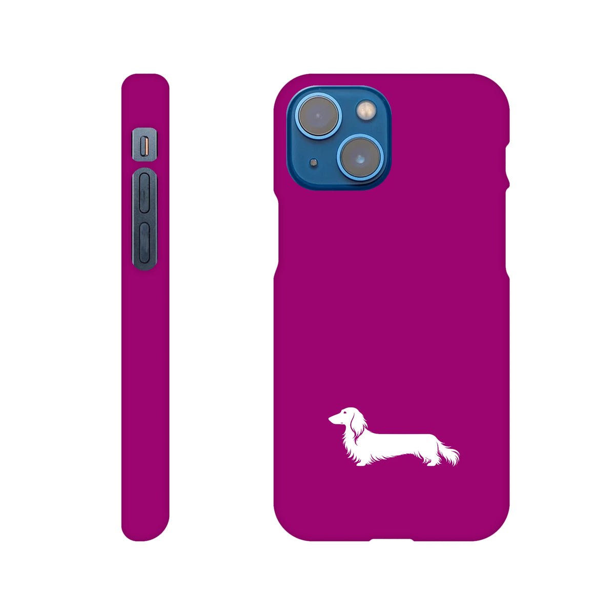 Langhaardackel iPhone Handyhülle „Finn“ - iPhone 13 Mini Lila