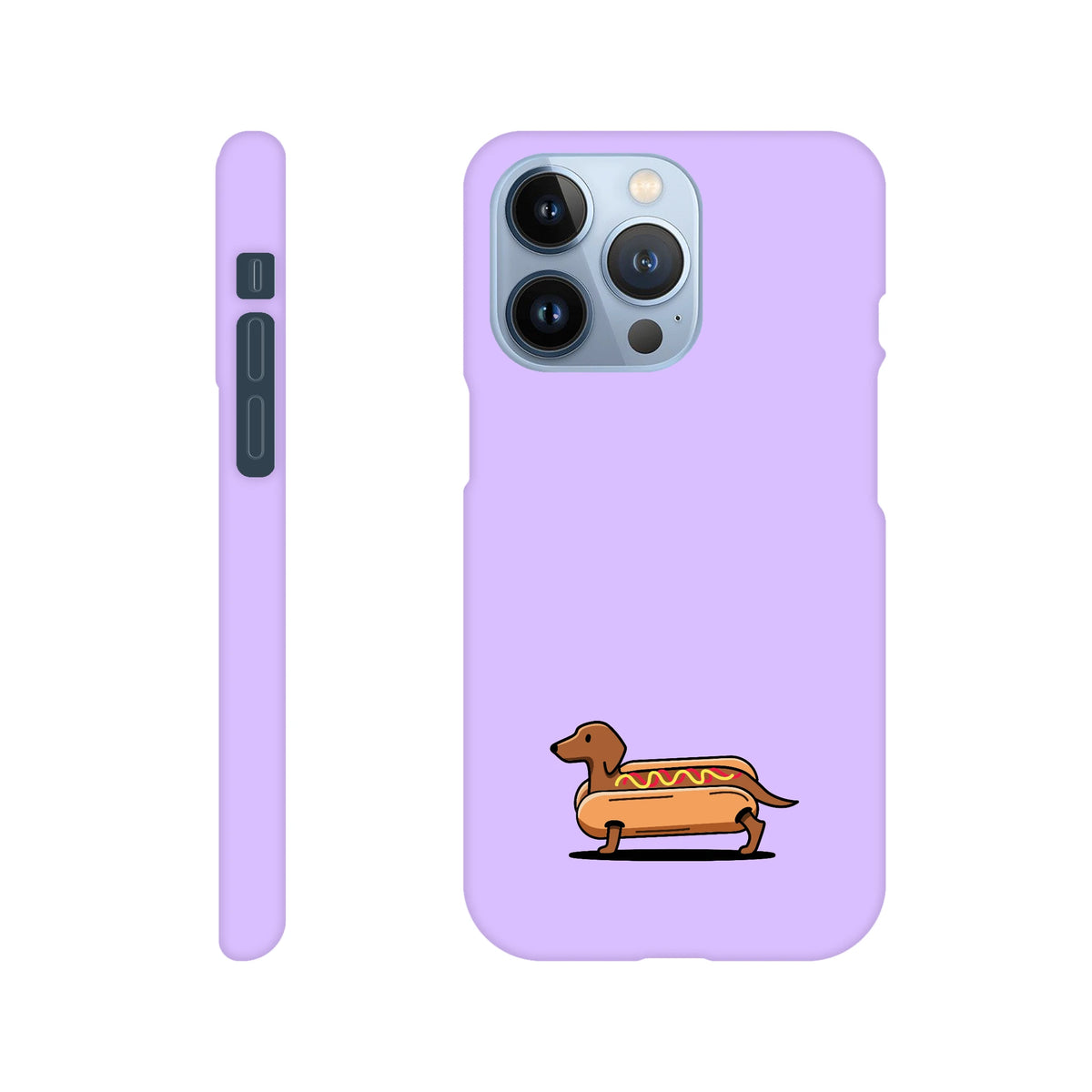 Dackel iPhone Handyhülle „Hot Dog“ - iPhone 13 Pro Flieder