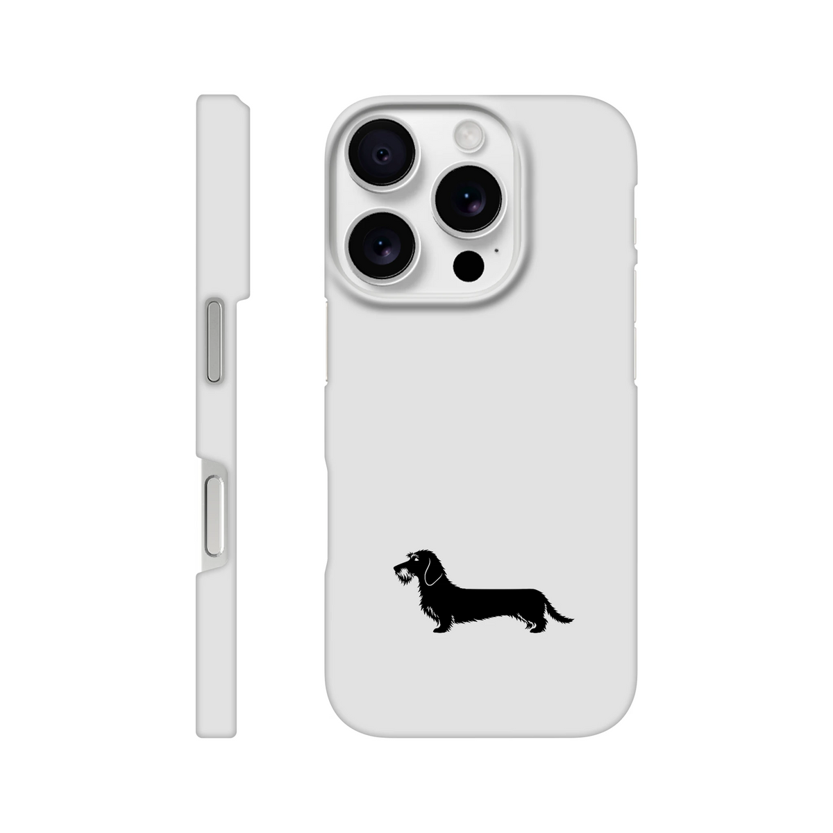 Rauhaardackel iPhone Handyhülle „Rosi“ - iPhone 16 Pro Weiß