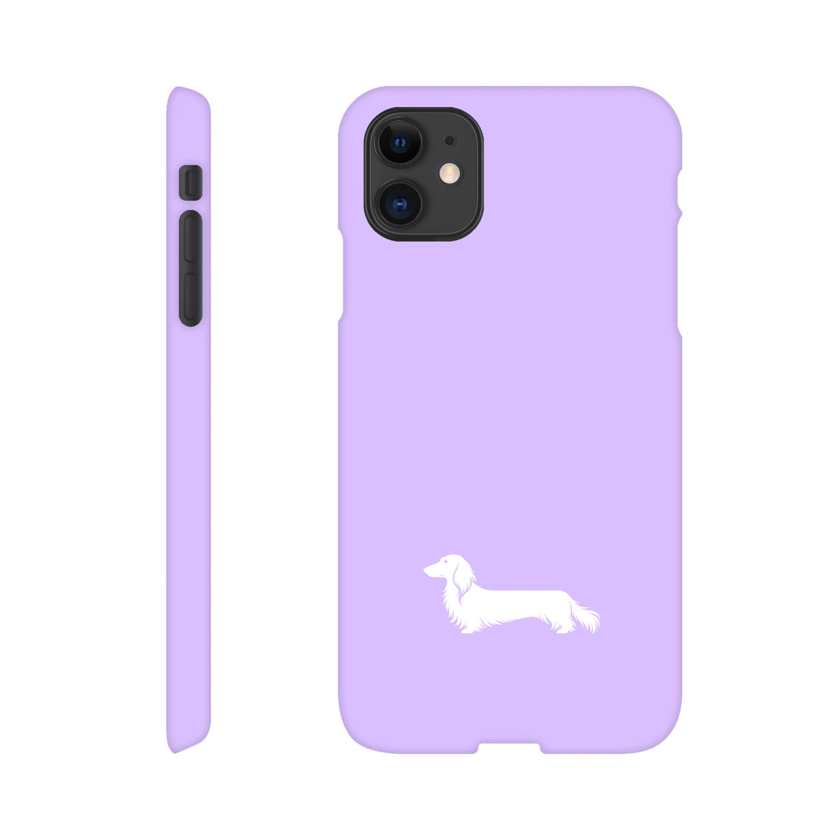 Langhaardackel iPhone Handyhülle „Finn“ - iPhone 11 Flieder