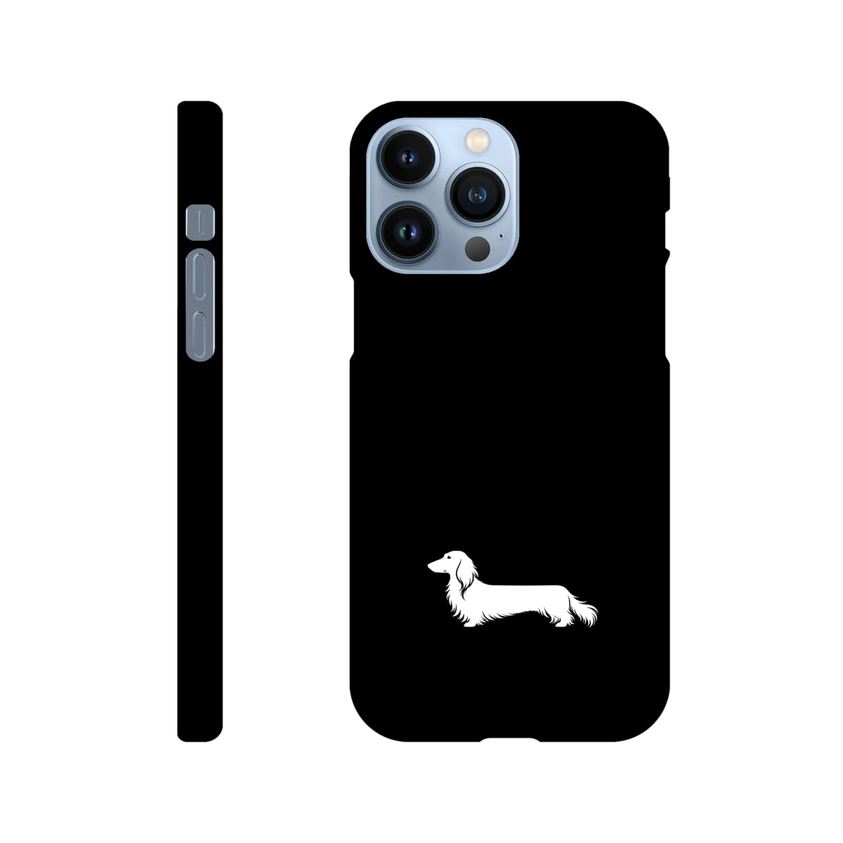 Langhaardackel iPhone Handyhülle „Finn“ - iPhone 13 Pro Max Schwarz